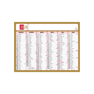 Petit Calendrier Mural 2026 - 13 x 17 cm - Rouge Noir Or