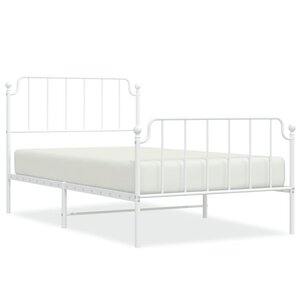 vidaXL Cadre de lit métal sans matelas et pied de lit blanc 107x203 cm