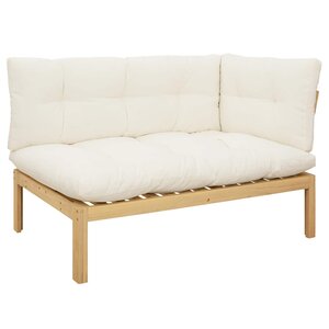 vidaXL Unité de canapé d'angle Acacia Clair et Blanc Crème