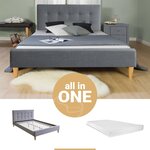 Lit rembourré avec matelas 120x200 Sommier à lattes