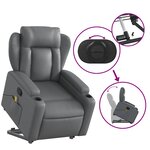 vidaXL Fauteuil inclinable de massage Gris Similicuir