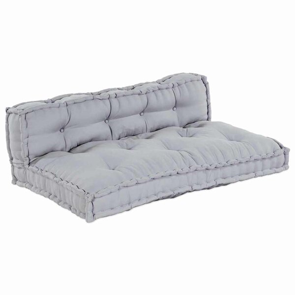 vidaXL Coussin de canapé sur palette 2 Pièces Gris tissu