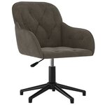 Chaise fauteuil siège pivotante de bureau informatique étude foncé velours gris 02_0024130