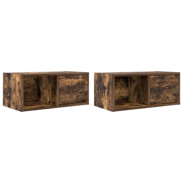 vidaXL Meubles TV 2 Pièces chêne fumé 60x31x25 5 cm bois d'ingénierie