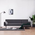 vidaXL Canapé-lit en forme de L Gris foncé Polyester