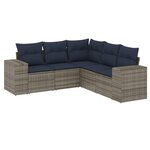 vidaXL Salon de jardin 5 Pièces avec coussins gris résine tressée