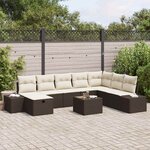 vidaXL Ensemble de canapé de jardin 9 Pièces Marron 55 x 62 x 69 cm