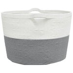 vidaXL Panier à linge gris et blanc Ø60x36 cm coton