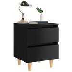 vidaXL Table de chevet avec pieds en pin Noir brillant 40x35x50 cm