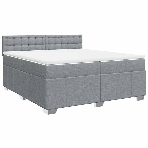 vidaXL Sommier à lattes de lit avec matelas Gris clair 200x200cm Tissu