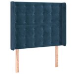vidaXL Tête de lit avec oreilles Bleu foncé 93x16x118/128 cm Velours