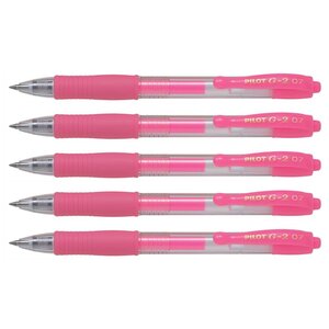 Stylo Roller Encre Gel G2 07 Pointe Moyenne Néon Rose x 5 PILOT