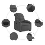 vidaXL Fauteuil inclinable électrique gris foncé tissu