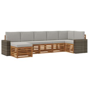 vidaXL Ensemble de canapé d'angle 7 Pièces Naturel et gris clair