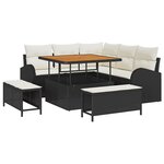vidaXL Ensemble de canapé de jardin avec coussin 8 Pièces Noir et Crème