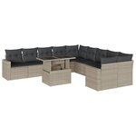 vidaXL Salon de jardin 11 Pièces avec coussins gris clair résine tressée