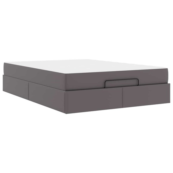 vidaXL Cadre de lit avec matelas avec matelas 2 Pièces Gris PVC