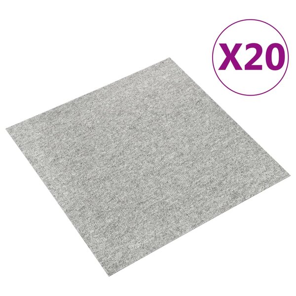 vidaXL Dalles de tapis de sol 20 Pièces 5 m² 50x50 cm Gris clair