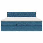 VidaXL Cadre de lit ottoman avec matelas bleu foncé 180x200 cm velours