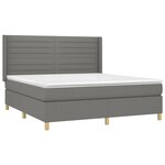vidaXL Sommier à lattes de lit matelas LED Gris foncé 180x200 cm Tissu