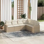 vidaXL Salon de jardin avec coussins 6 Pièces beige résine tressée