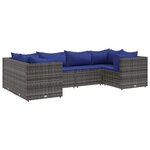 vidaXL Salon de jardin 6 Pièces avec coussins Gris Résine tressée