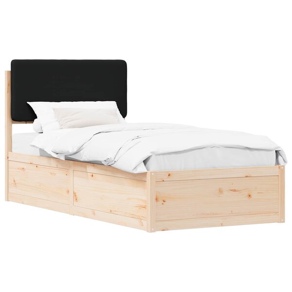 vidaXL Cadre de lit avec tête de lit rembourrée Noir 75 x 190 cm