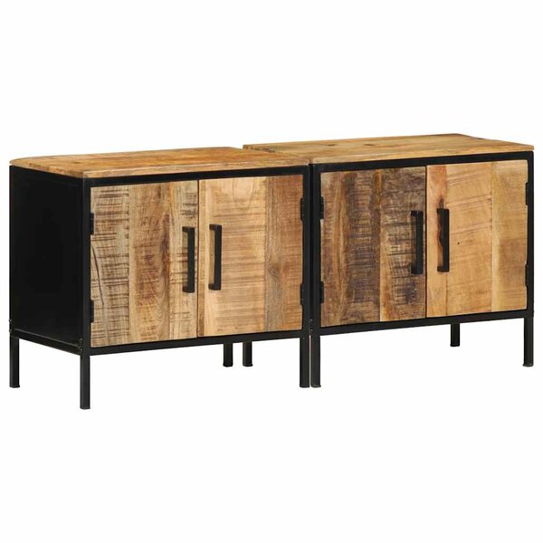 vidaXL Cabinet de chevet 2 Pièces Marron et Noir 50 x 30 x 45 cm