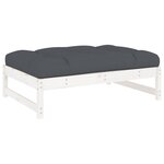 vidaXL Salon de jardin 2 Pièces avec coussins blanc bois massif