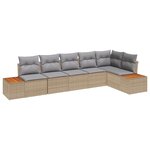 vidaXL Ensemble de Canapé de Jardin 6 Pièces avec Coussins Beige Rattan Acacia