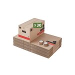 Pack and Move - Lot 30 Cartons Déménagement Premium - 60 X 30 X 30 - Extrême Résistance 25KG - Réutilisable - Poignées Renforcées - 2 Adhésifs Offerts