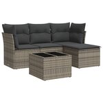 vidaXL Salon de jardin 5 Pièces avec coussins gris résine tressée