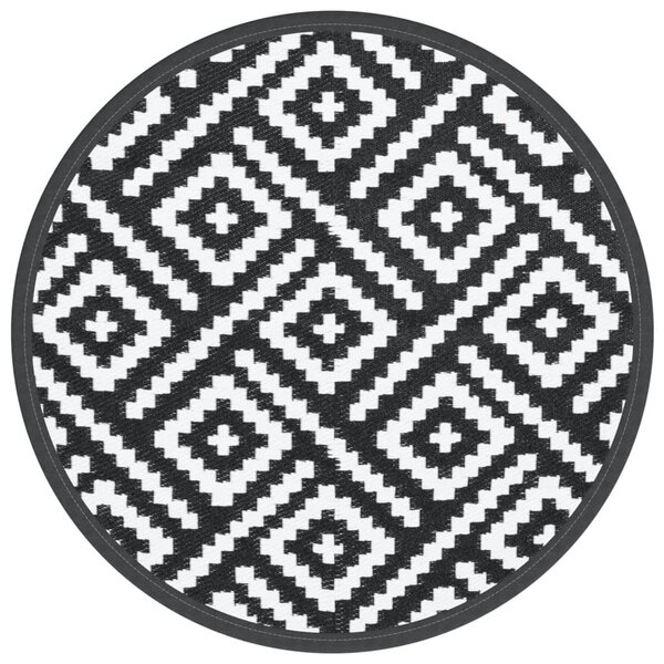 vidaXL Tapis d'extérieur blanc et noir Ø160 cm PP