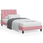 vidaXL Lit avec matelas Hanko rose 90x190 cm velours