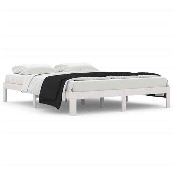 vidaXL Cadre de lit Blanc Bois de pin massif 160x200 cm