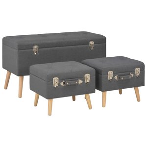 Tabourets de rangement 3 pièces tissu gris foncé 02_0021224