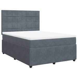 vidaXL Sommier à lattes de lit et matelas Gris foncé 140x190cm Velours