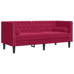vidaXL Canapé Chesterfield avec traversins 2 places velours