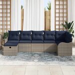 vidaXL Ensemble de Canapés avec coussin Gris et marine polyrotin