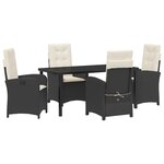 vidaXL Ensemble de salle à manger de jardin 5 Pièces avec coussins en rattan noir