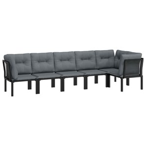 Salon de jardin meuble d'extérieur ensemble de mobilier 6 pièces résine tressée noir et gris 02_0017046