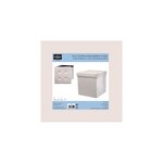 Pouf coffre pliable en suédine assise capitonnée beige