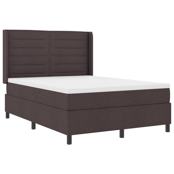 Lit à ressorts vidaXL avec matelas et LED Marron foncé 160x200 cm en tissu