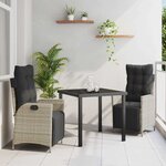 vidaXL Ensemble de salle à manger pour jardin 3 Pièces Gris clair