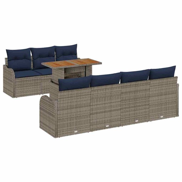 vidaXL Ensemble de canapé de jardin 8 Pièces gris et bleu marine