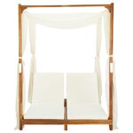 vidaXL Chaise longue double avec rideaux et coussins Bois d'acacia