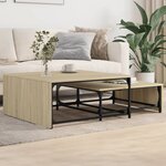 vidaXL Tables basses gigognes 2 Pièces chêne sonoma bois ingénierie métal