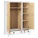 vidaXL Garde-robe à 3 portes Hill Blanc 127x50x170 cm Bois pin solide