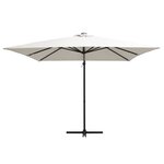 vidaXL Parasol déporté avec LED et mât en acier 250x250 cm Sable