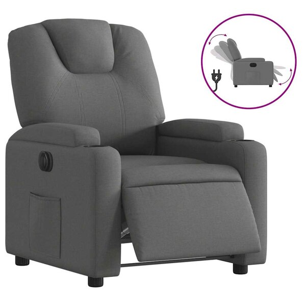 vidaXL Fauteuil inclinable électrique Gris foncé Tissu